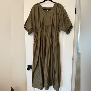 Madewell Olive Puff Sleeve Dress